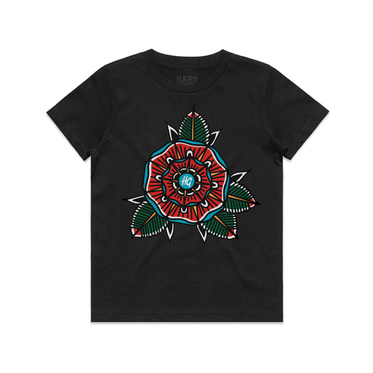 Kids Geoflower Logo Tee Black