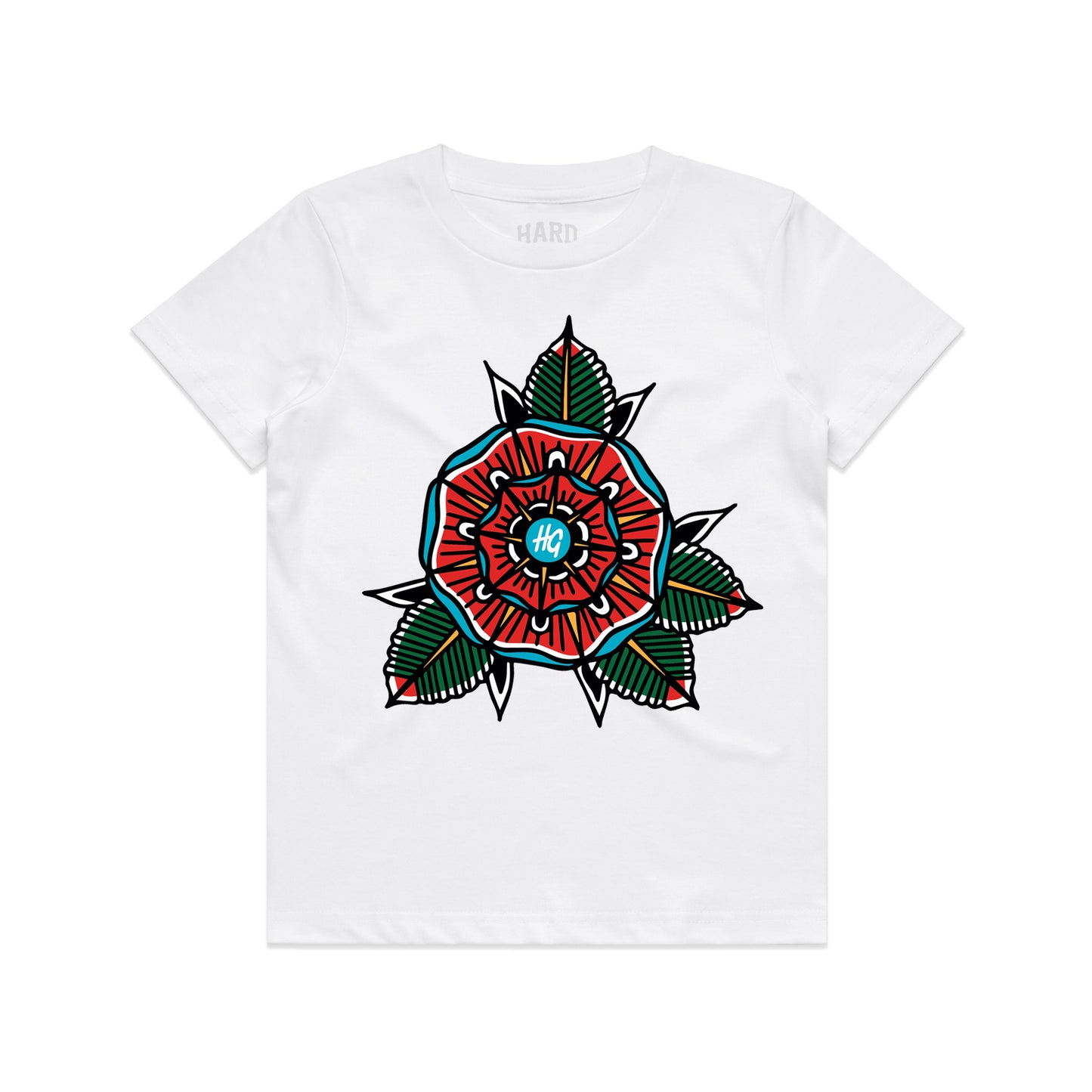 Kids Geoflower Logo Tee White